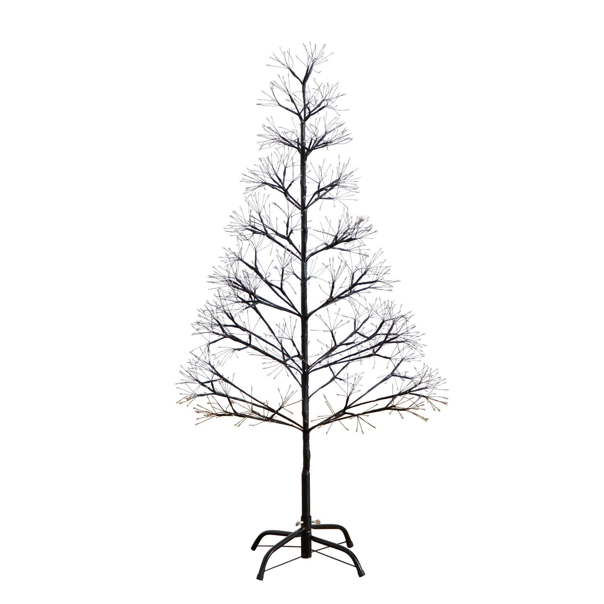 4ft. Pre-Lit Artificial Halloween Black Starburst Tree with 800 Fairy Warm White LED Lights